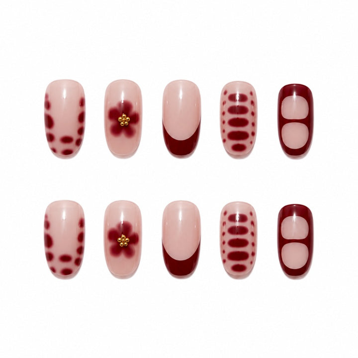 Elegante Kunstnägel mit Floralem Design und Glanz Karnz