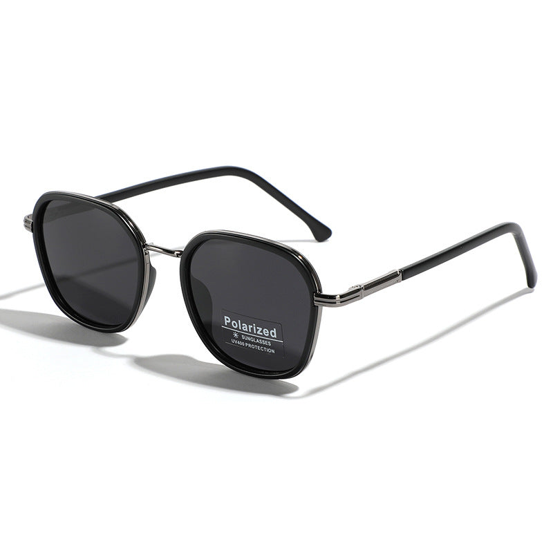 Damen geometrische polarisierte Sonnenbrille mit stilvollem Metallrahmen Karnz