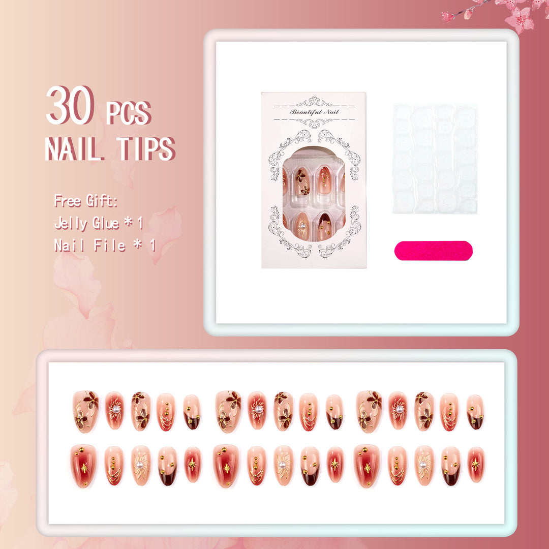 Elegantes florales dekoratives Press-On-Nagelset
