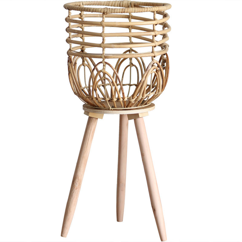 Stilvoller Pflanzenständer aus Rattan und Holz Karnz