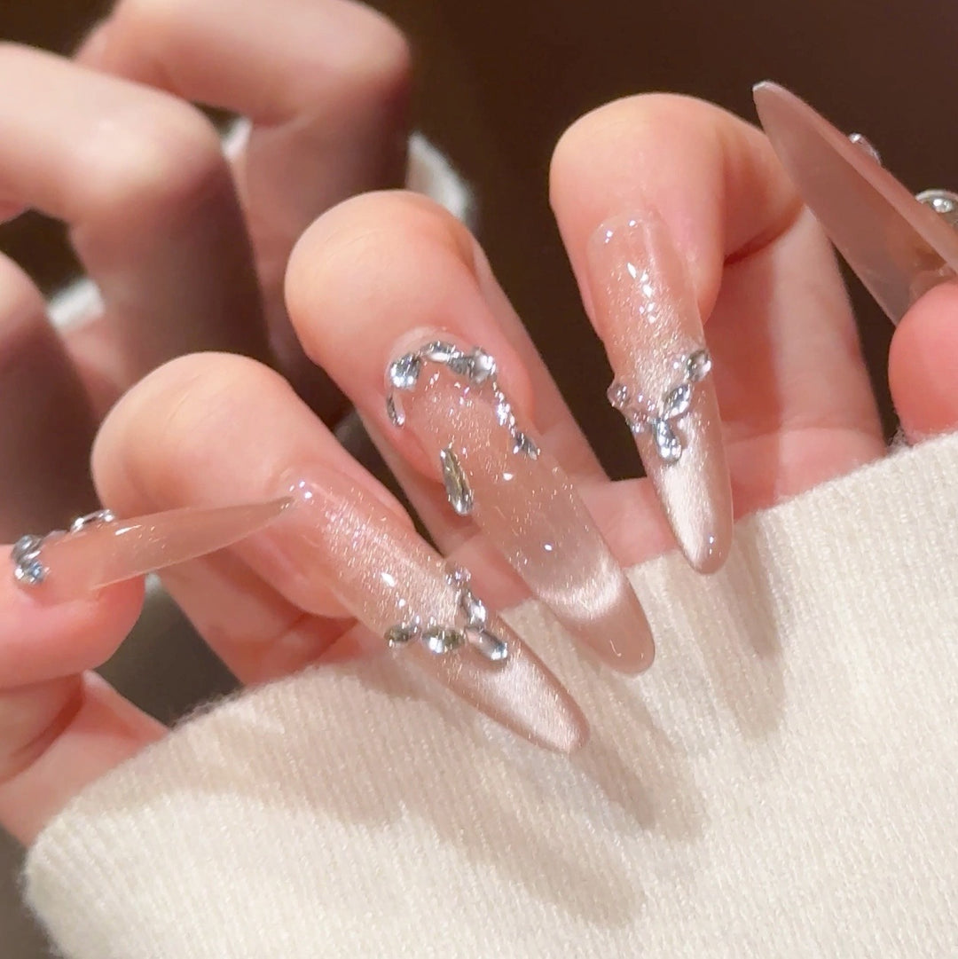 Luxus Strass-besetzte Stiletto Press-On Nägel Karnz