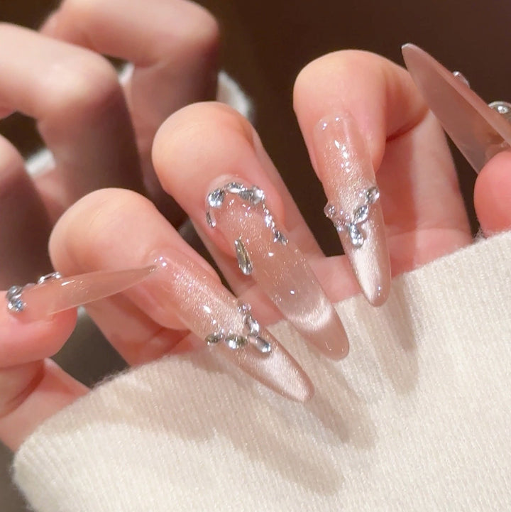 Luxus Strass-besetzte Stiletto Press-On Nägel Karnz