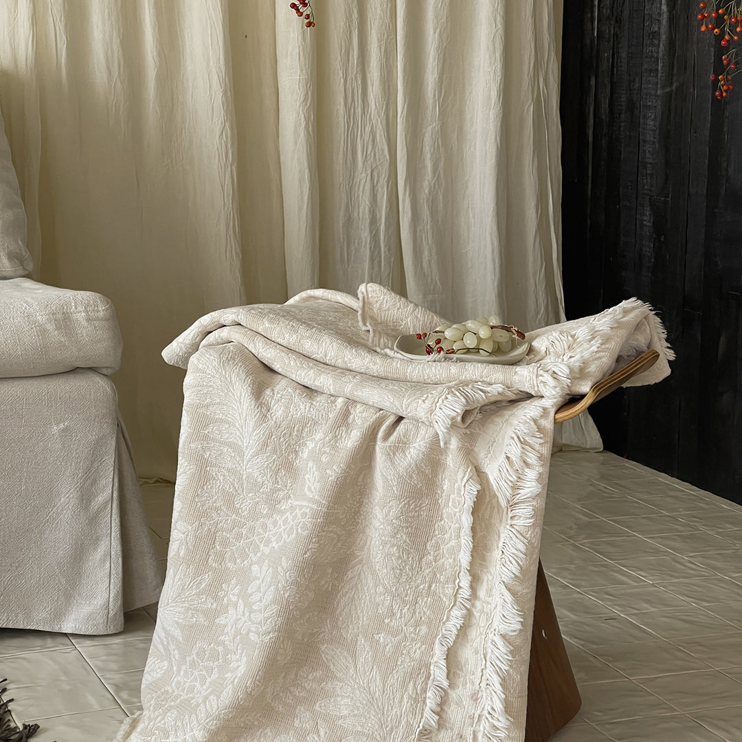Fringed Jacquard Baumwollmischung Wurfdecke
