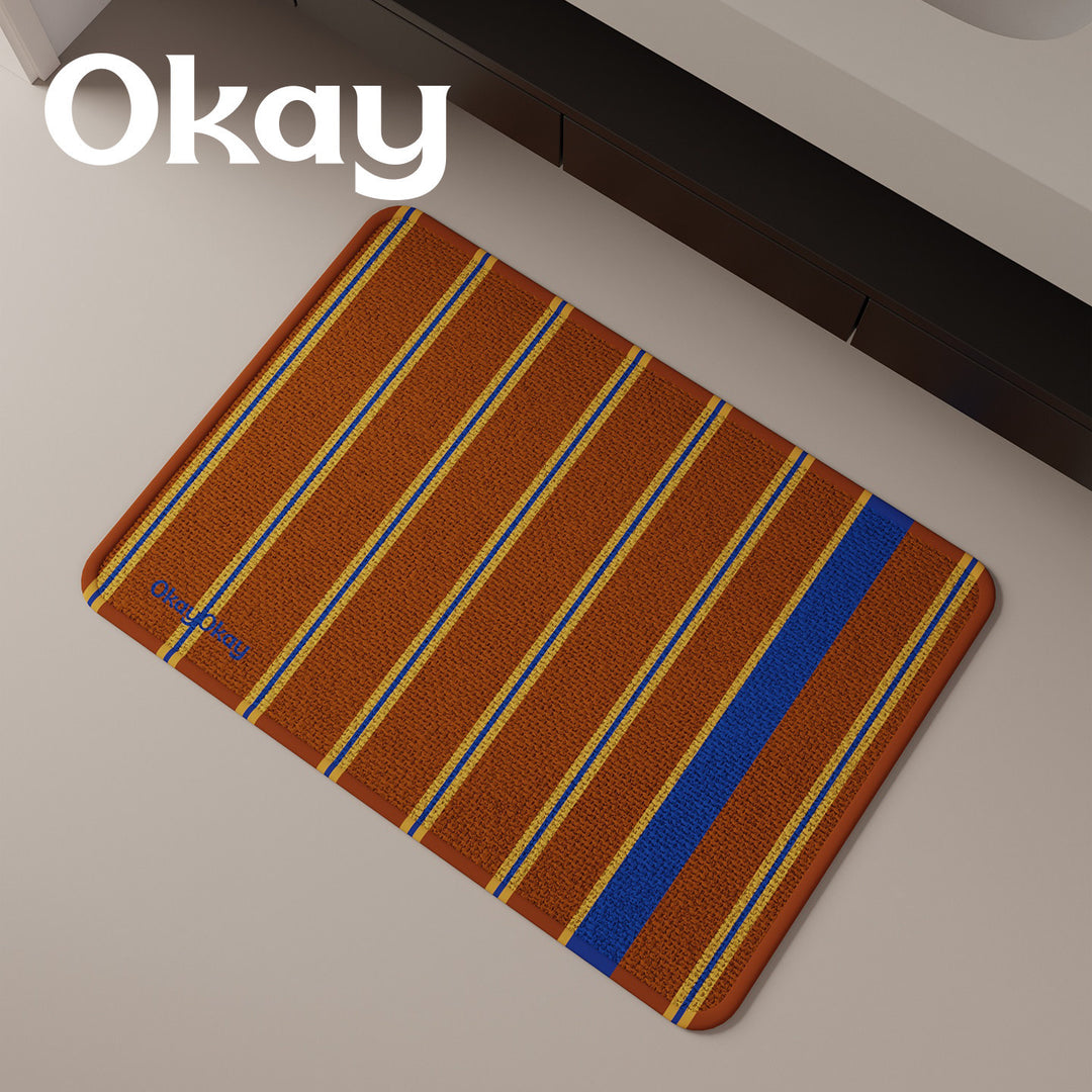 Striped Reversible Microfiber Memory-Foam Entrance and Bath Mat