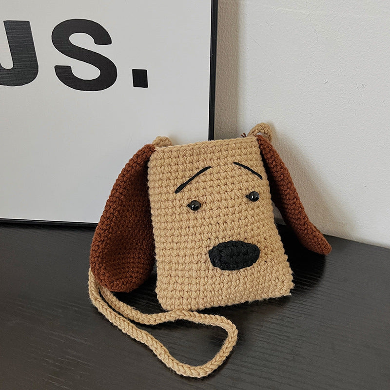 Süße hunde-themed Häkel-Crossbody-Tasche