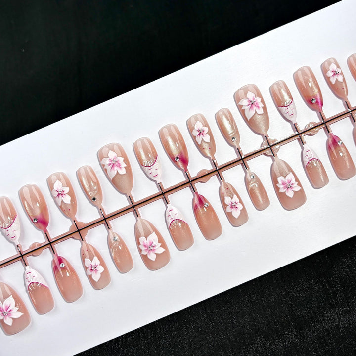 Blumen-Design Druck-On Nagel Kollektion