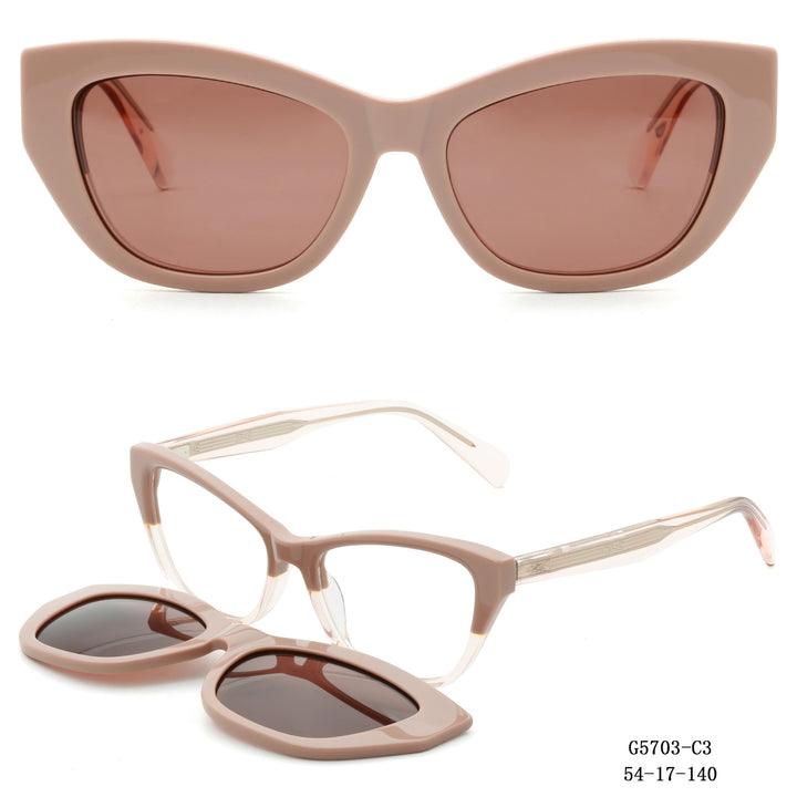 Damen Kunstvoll gestaltete Cat-Eye Sonnenbrille mit abnehmbaren Gläsern Karnz
