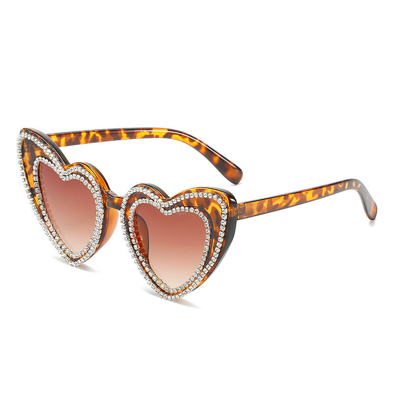 Rhinestone-beschmückte herzförmige Sonnenbrille Karnz