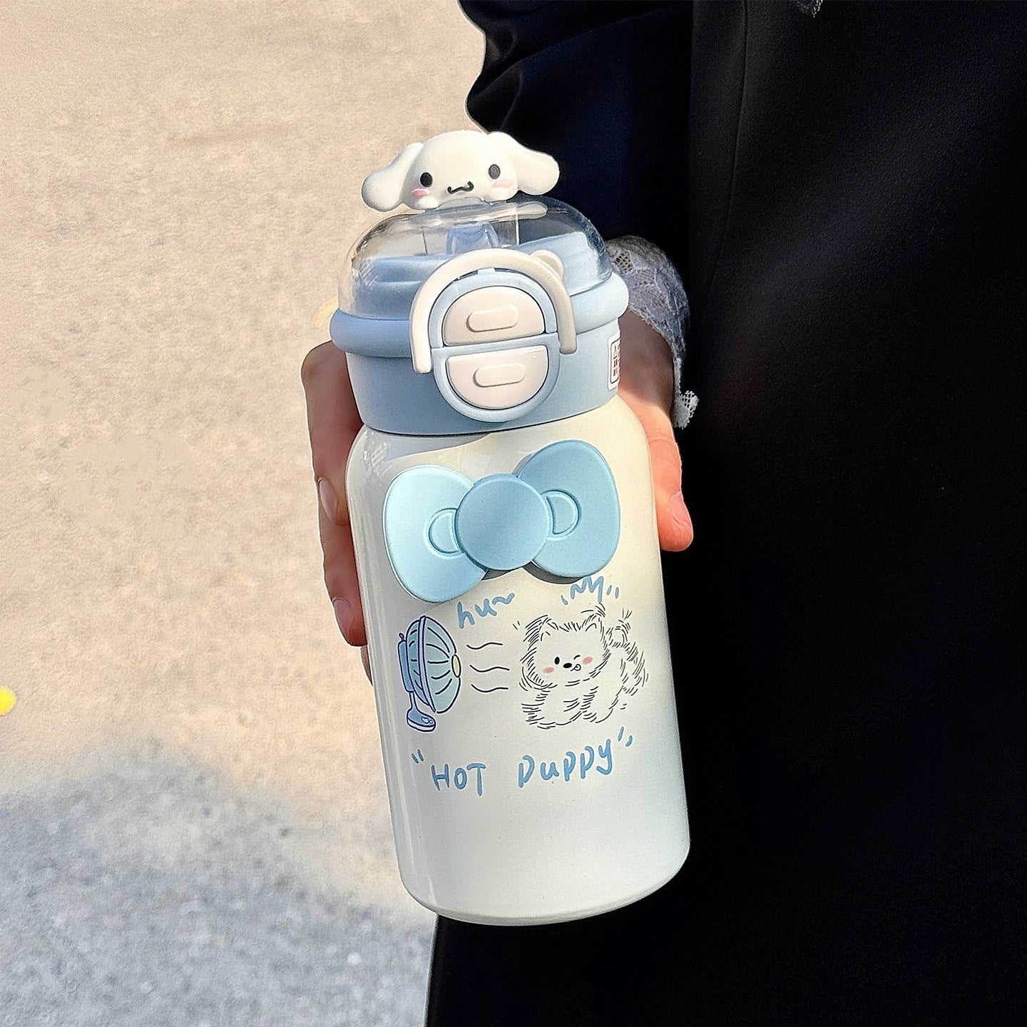 Damen kreative Trinkflasche mit interaktivem Deckel und süßem Motiv Karnz