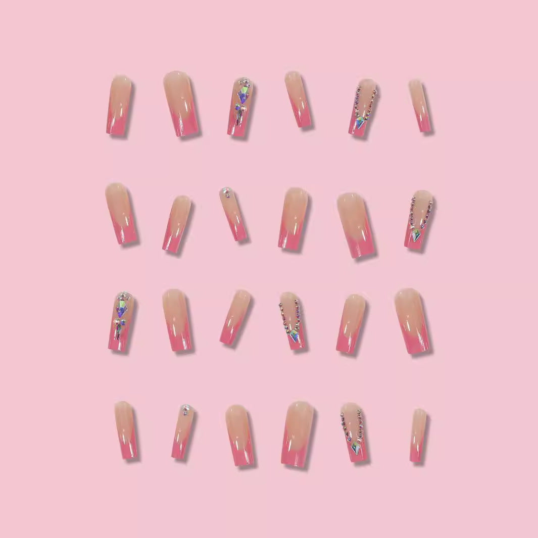 Luxus Press-On-Nagelverlängerungen mit Kristallakzenten Karnz