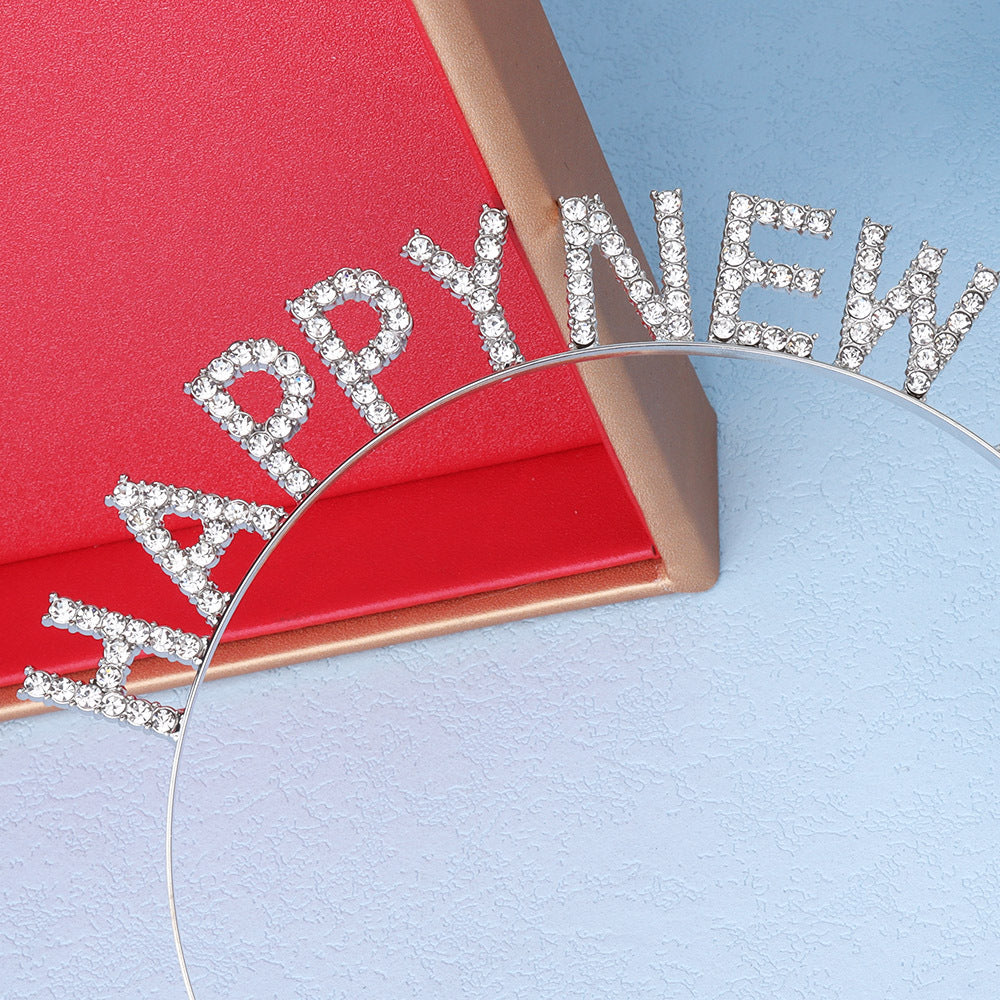 Damen Glitzernder Haarreif mit "Happy New Year"-Aufschrift Karnz