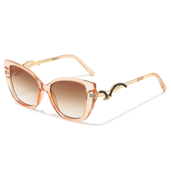 Übergroße Geometrische Katzenaugen-Sonnenbrille mit goldenen Akzenten Karnz