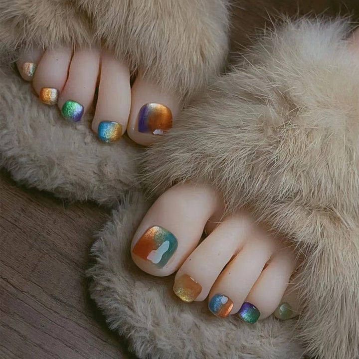 Regenbogenfarben Gradient Pediküre Set Karnz