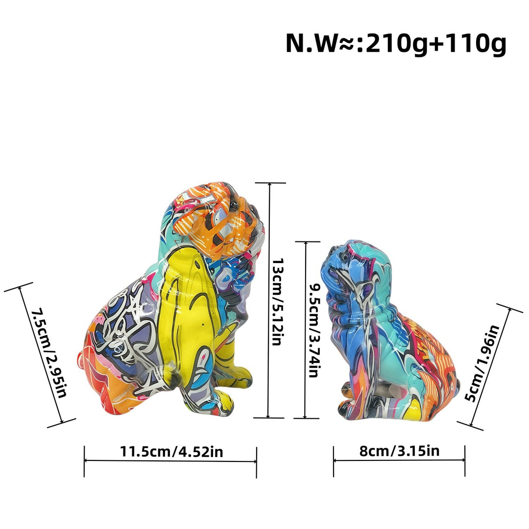 Kreative Bulldoggenfigur aus handbemaltem Kunstharz Karnz