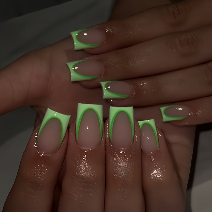 Neon French Tip Press-On Nägel Karnz