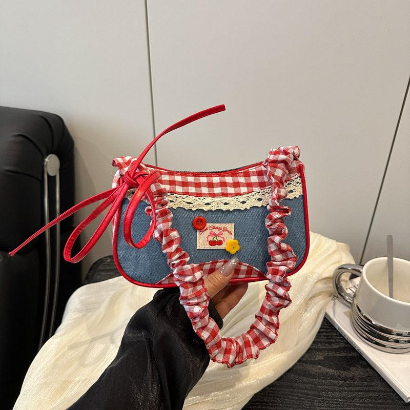 Retro Gingham Mini Umhängetasche Karnz