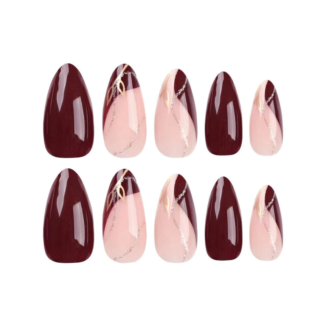 Elegante Matte und Glänzende Mandelförmige Press-On Nagelverlängerungen Karnz