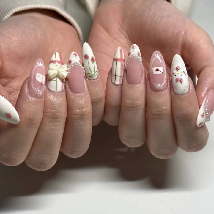 Künstlerisches Dekoratives Press-On Nagelset Karnz