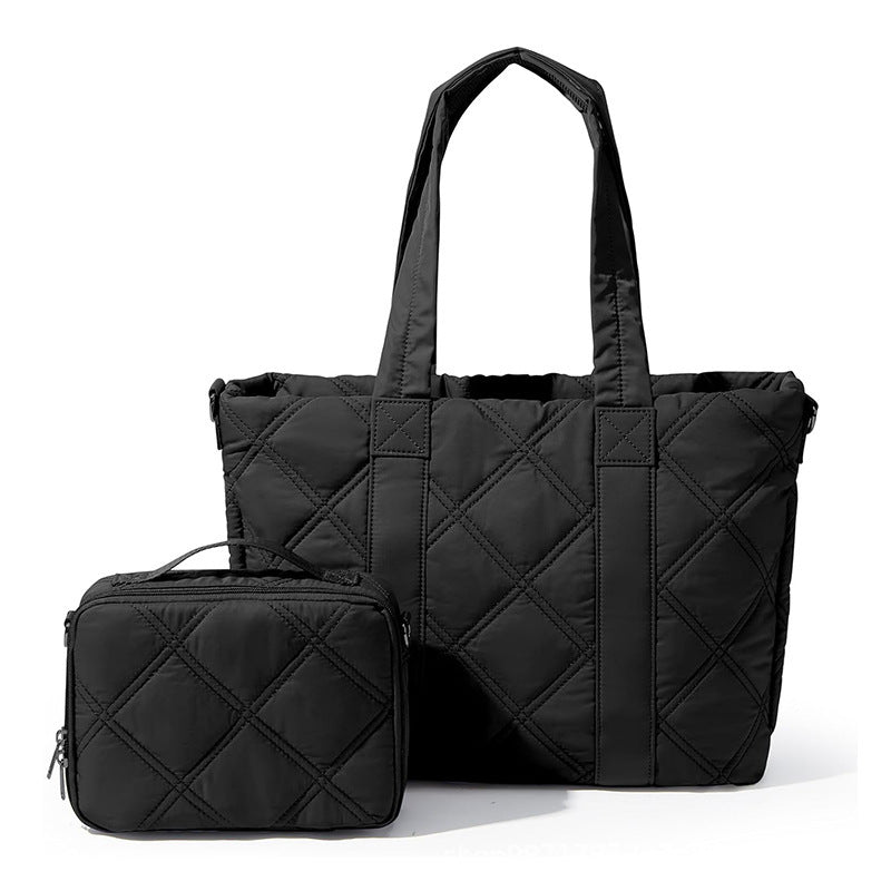 Elegante und Vielseitige Stoffhandtasche mit Abnehmbarem Kosmetiktäschchen Karnz