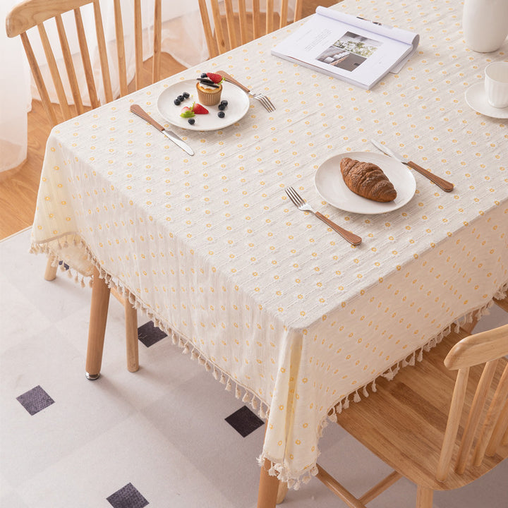 Dekorativer floraler Quasten-Tab tablecloth