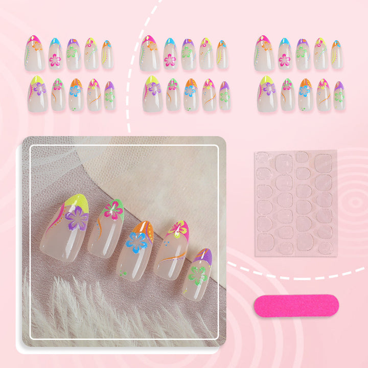 Exotische florale Press-On Nagelkunst Karnz