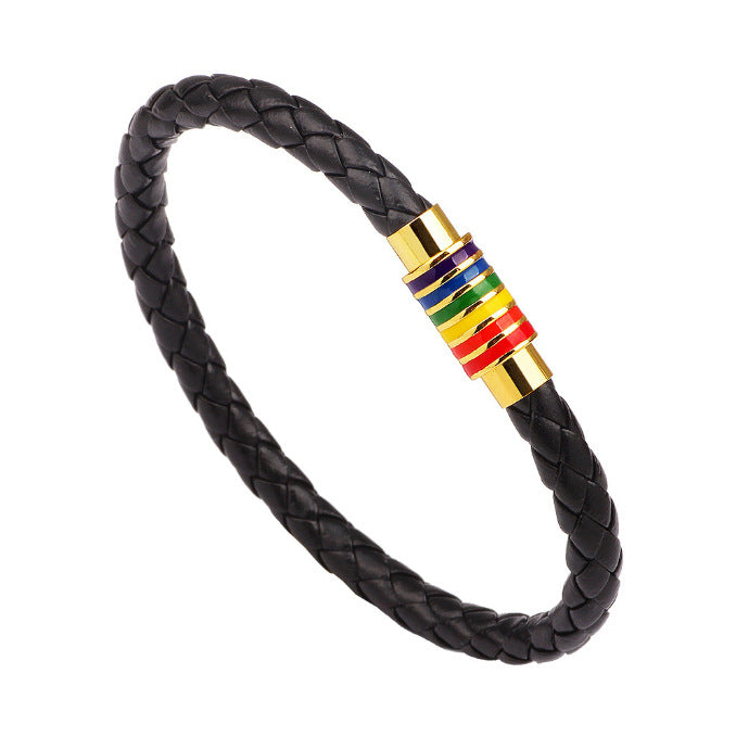 Leder Geflochtener Armband mit Bunter Akzent Karnz