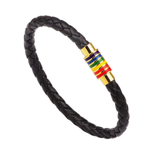 Leder Geflochtener Armband mit Bunter Akzent Karnz