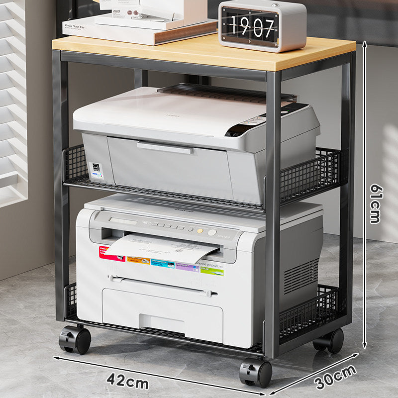 Kompakter Dual-Tier-Druckerständer mit Mesh-Speicherregalen