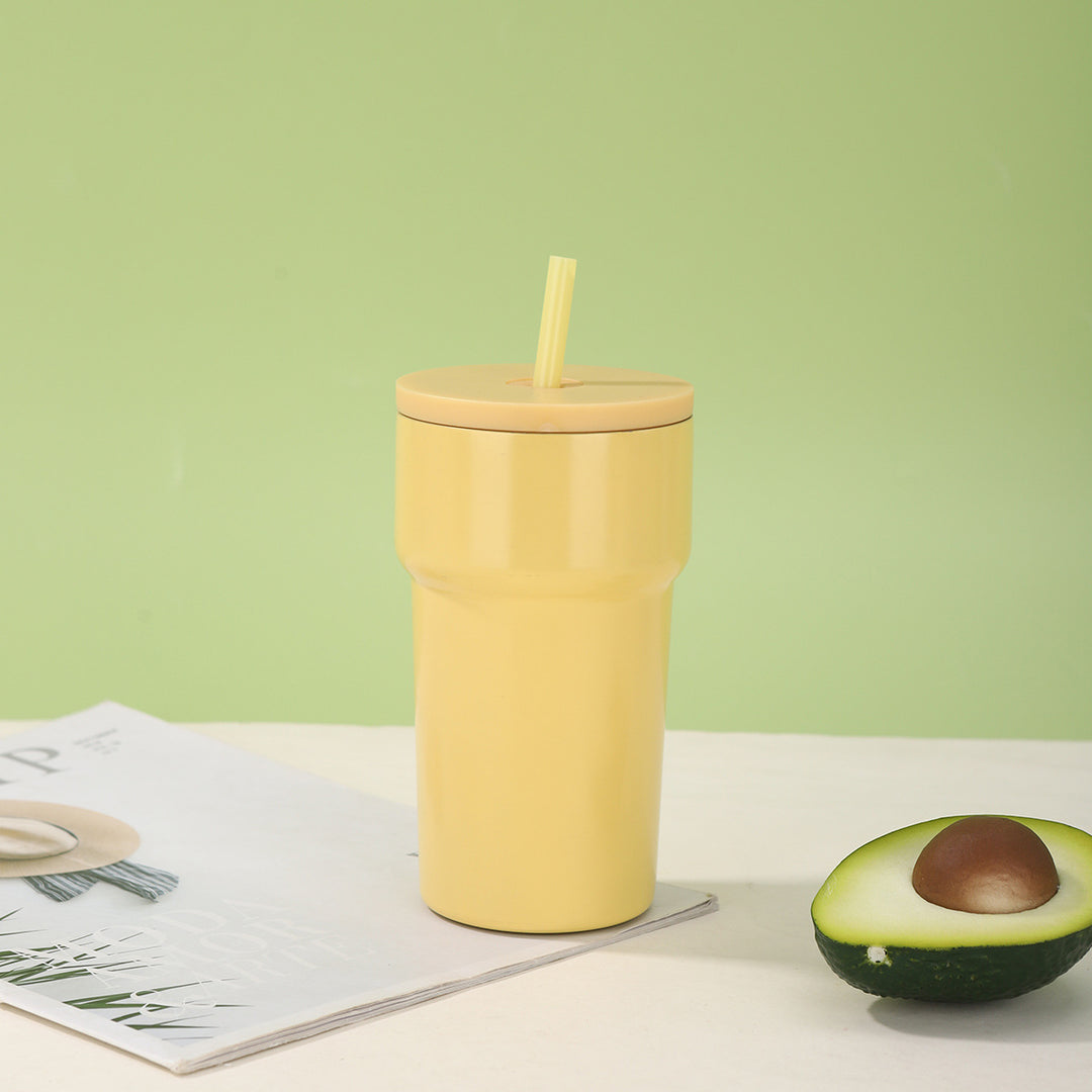 Unisex Isolierter Trinkbecher mit Staubschutzdeckel und Strohhalm Karnz