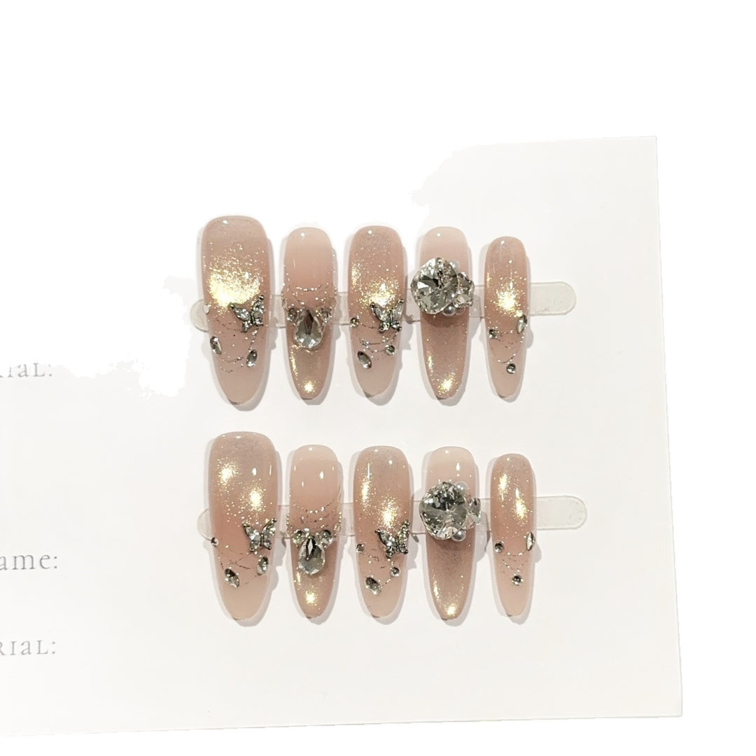 Glamouröse mit Strass verzierte Press-On-Nagel-Set