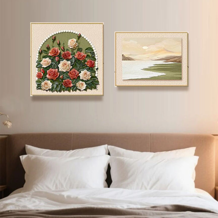 Elegante Blumenreiche Relief Wanddekoration