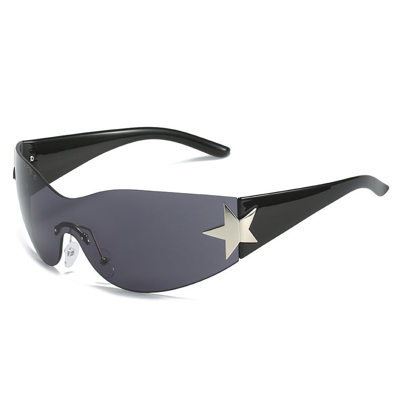 Modebewusste Shield-Sonnenbrille mit Sternakzent Karnz