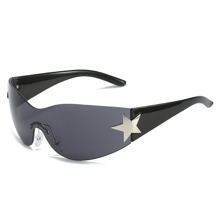 Modebewusste Shield-Sonnenbrille mit Sternakzent Karnz