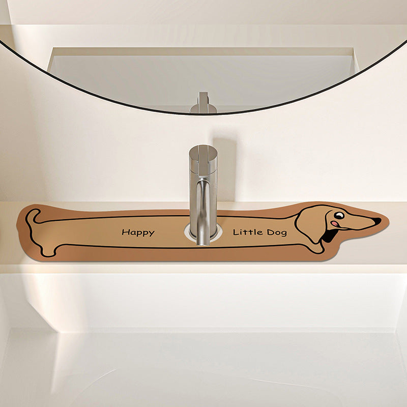 Novelty Dachshund-Shaped Absorbent Sink Counter Protector Mat