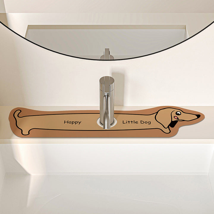 Novelty Dachshund-Shaped Absorbent Sink Counter Protector Mat