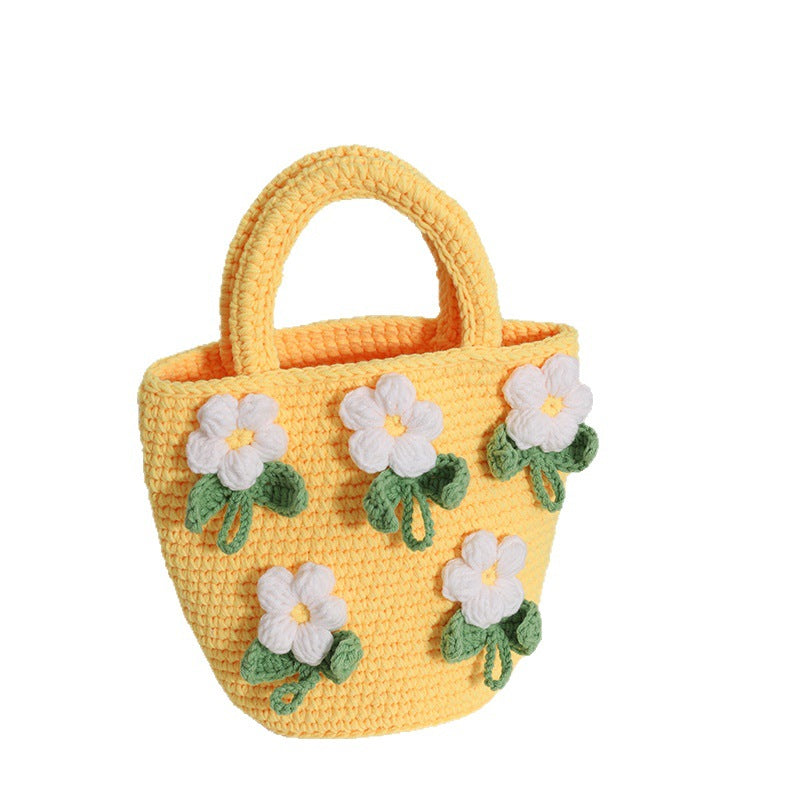 Damen Gehäkelte Handtasche mit Blumenakzenten Karnz