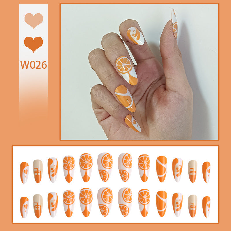 Kunstnagel-Set mit fruchtigem Orange-Design Karnz