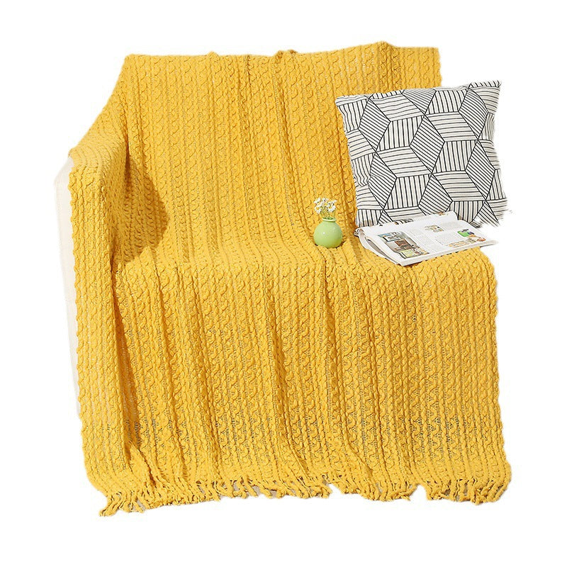 Strukturierte Strickwurfdecke