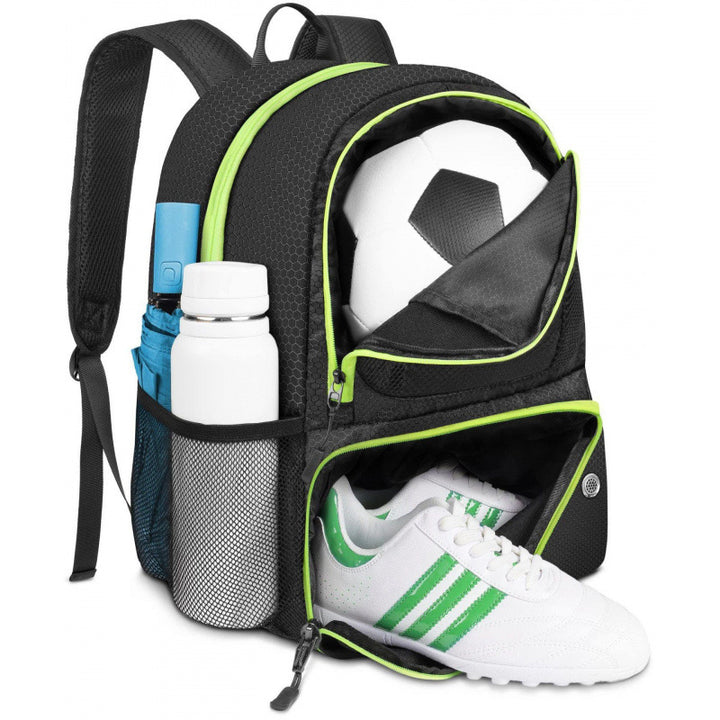 Sportlicher Rucksack mit Fächern für Fußball, Trinkflasche und Schuhe Karnz