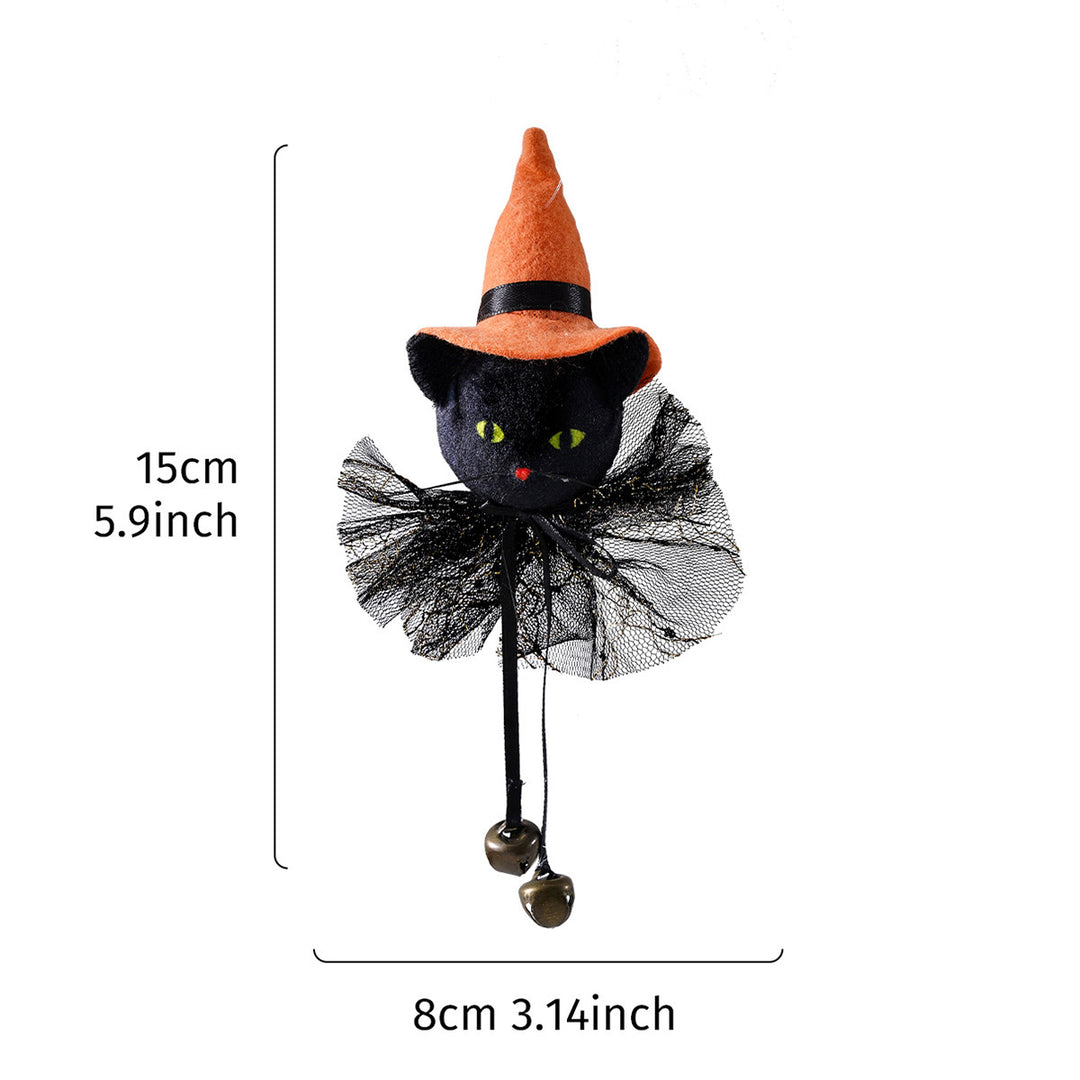 Halloween-Haarclip mit Katzengesicht, Hexenhut und Glöckchen