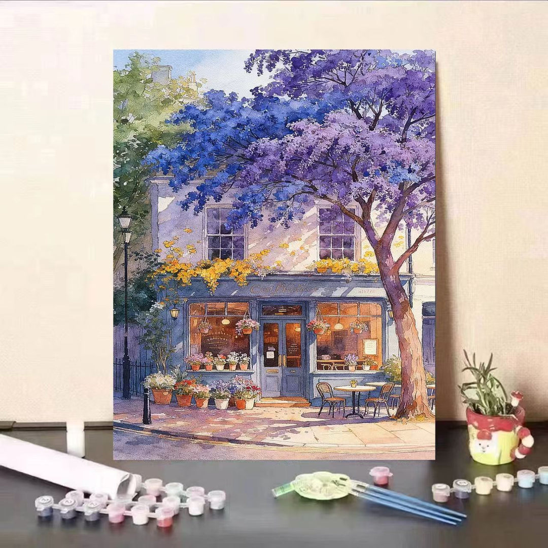DIY Café-Szene Malen nach Zahlen Set Karnz