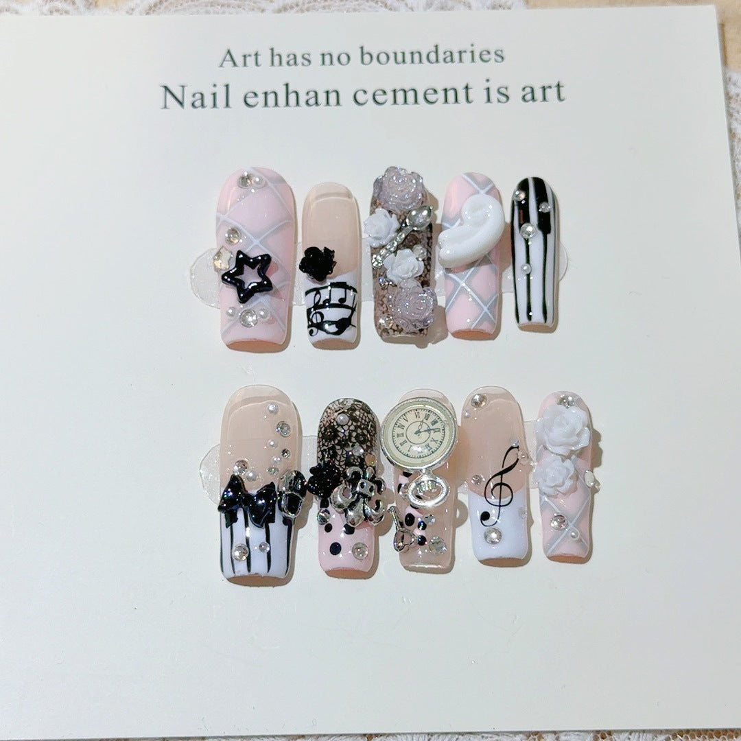 Musikthemen-Press-On-Nagelkunst-Set