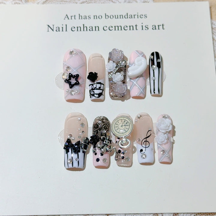 Musikthemen-Press-On-Nagelkunst-Set