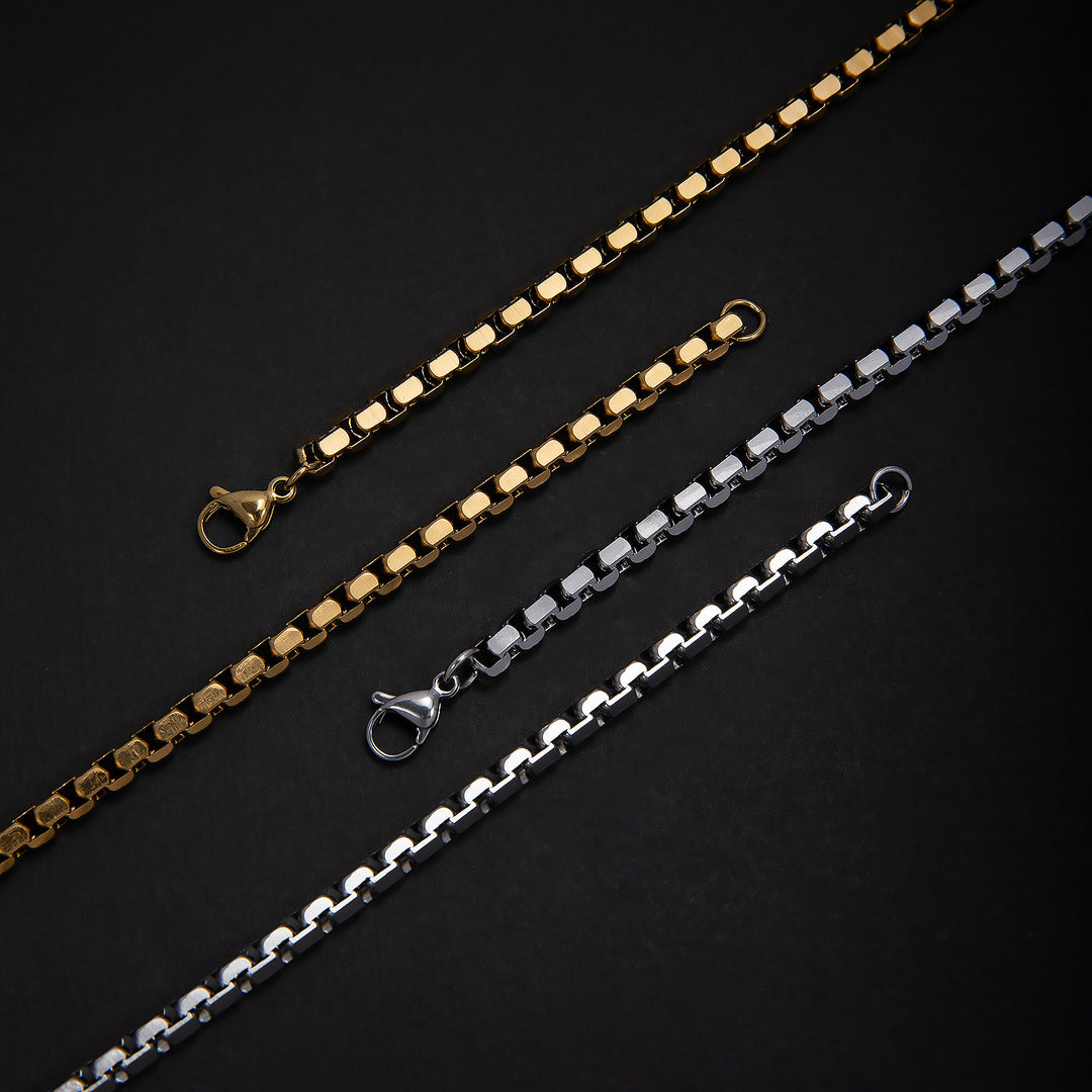 Edelstahl Ketten-Halskette und Armband Set Karnz