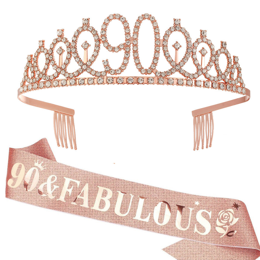 Damen Glitzernde Geburtstagstiaraset mit Sash Karnz