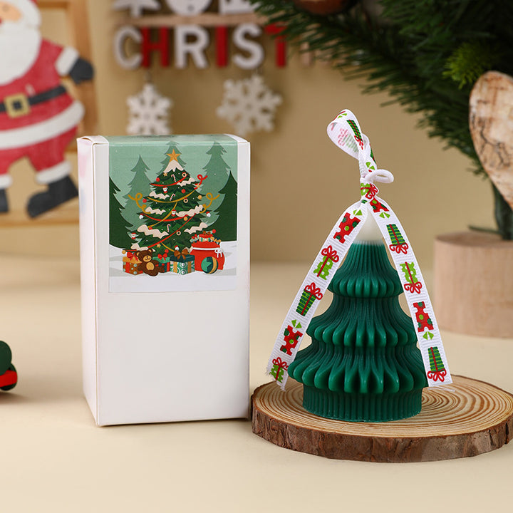 Handgegossene Weihnachtsbaum-Ornament Sojawachs-Kerze mit Dekoband und Geschenkschachtel