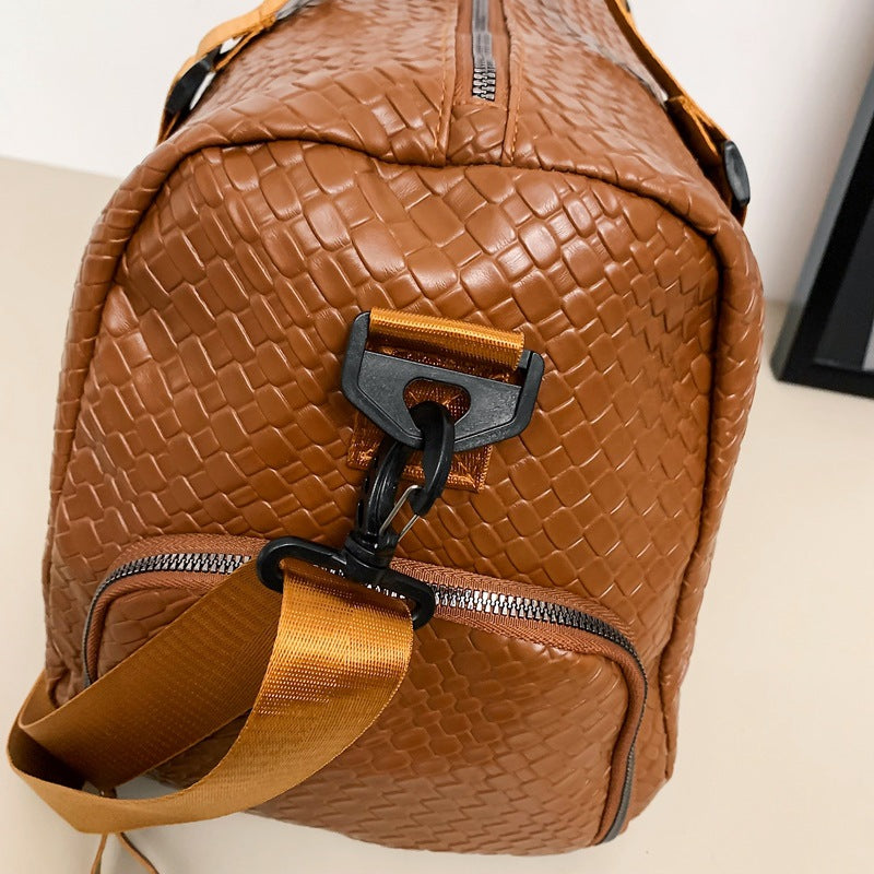 Elegante Woven Leather Duffle Bag
