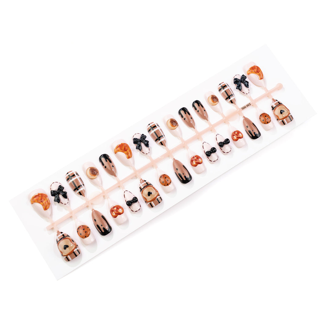 Gourmet Dessert-Themen Press-On Nagelkunst Set