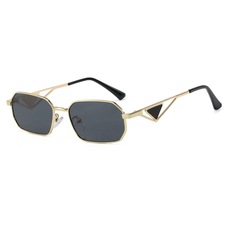 Damen geometrische Luxus-Sonnenbrille mit schmalem Hochglanz-Rahmen Karnz