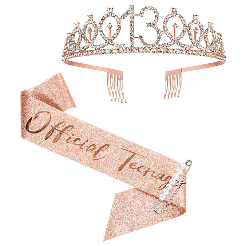 Damen Glitzernde Tiara mit personalisiertem 80. Geburtstagsschriftzug Karnz